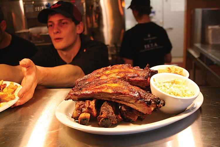 Barbecue ribs hot from the kitchen at Shamus T Bones. - PHOTO BY BOB DORAN