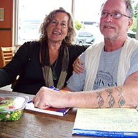 Bernardine Dohrin and Bill Ayers at the North Coast Co-op in Arcata. Photo by Heidi Walters