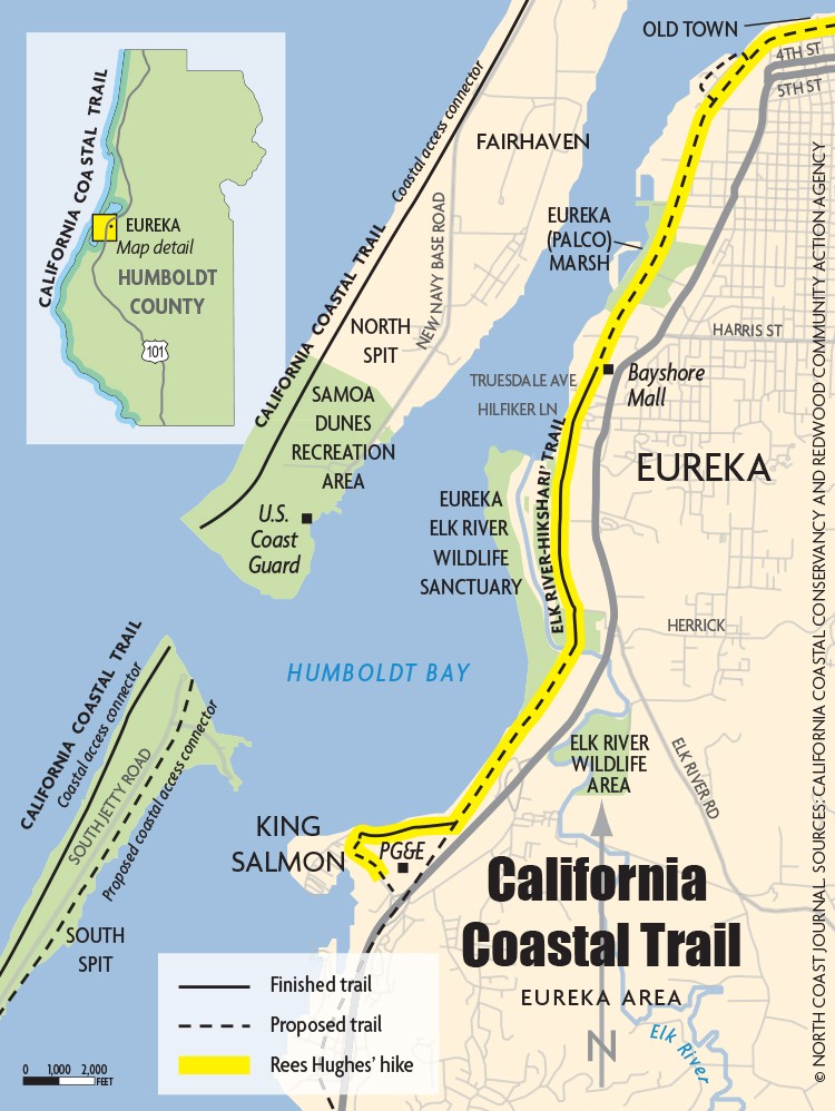 California Coastal Trail Map - © NORTH COAST JOURNAL, SOURCES: CALIFORNIA COASTAL CONSERVANCY AND REDWOOD COMUNITY ACTION AGENCY