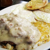 Chicken fried steak and eggs. You're not going to work after this.