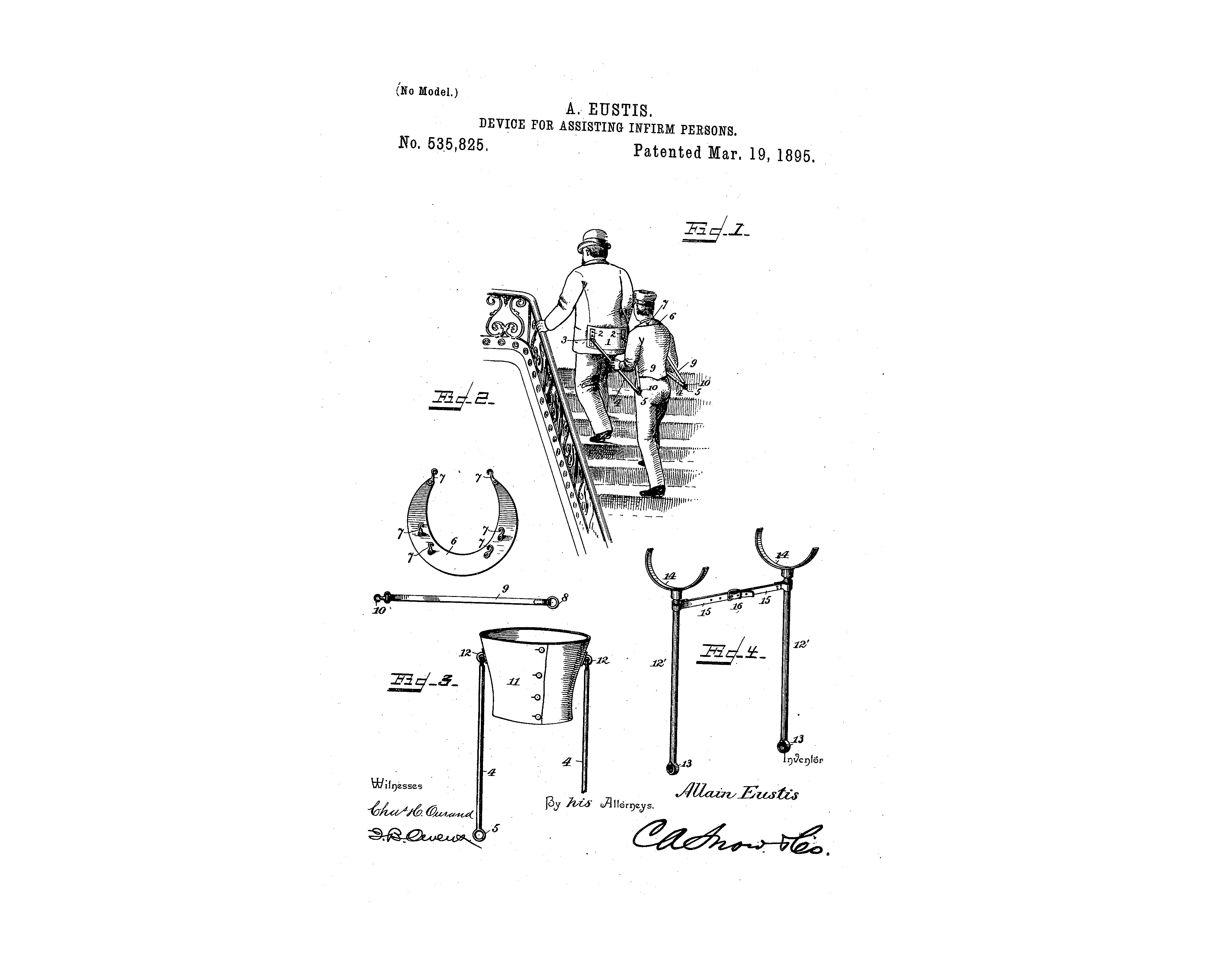 Device for assisting infirm persons, patent no. 535, 825, 1895.