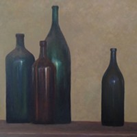 "Dusty Magnums" by Angela Hansen hangs, fittingly, at Bergeron Winery.