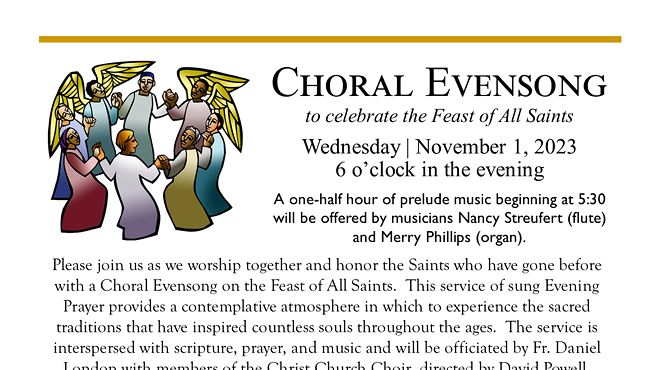 Evensong to celebrate the Feast of All Saints