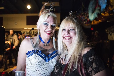 Gloria Kiddnetica (left) stands with Queen Glitterina just after the passing of the crown. - MARK MCKENNA