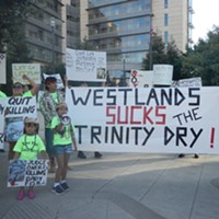 Hoopa Valley Tribal members protest the hold on a Trinity River release.
