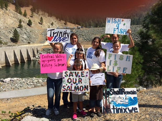 There was a Hoopa rally at Lewiston Dam today. - PHOTO COURTESY VIV ORCUTT