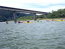 Kayaking the Lower Klamath at the Route 101 bridge. Photo by Barry Evans
