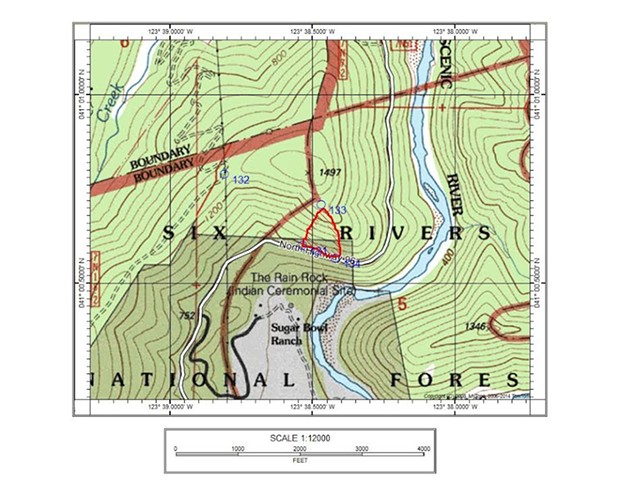 Location of fire above Sugar Bowl Ranch on S.R. 96. - MAP COURTESY SIX RIVERS NATIONAL FOREST