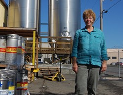 PHOTO BY ANDREW GOFF - Lost Coast Brewery owner Barbara Groom mid-workday.