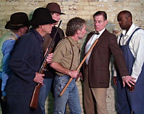 Mark Bruce, Bill Cose, Darren Smallen, Gary Franklin, Brad Curtis and Joseph Waters in Ferndale Rep's To Kill A Mockingbird. Photo by Dan Tubbs.