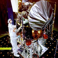 Mars Climate Orbiter during acoustic tests to simulate launch conditions. The spacecraft was lost on Sept. 23, 1999, due to a conversion error.