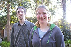 Nathan Rasmussen and Tess Senty, HSU physics students who discovered a spiral galaxy. Photo by Heidi Walters.