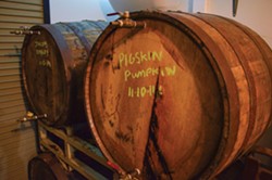 GRANT SCOTT-GOFORTH - Six Rivers Brewery's Pigskin Pumpkin Ale aging in bourbon barrels.