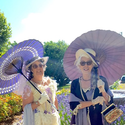 Donna Clark & Catherine McNally dressed to the Victorian Nines at last year's tea!