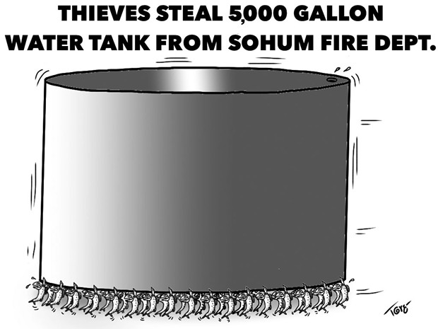 Thieves Steal Water Tank