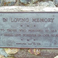 Trinidad memorial to those lost at sea, about 2000 feet from the crash site, photographed by Milushev's mother. Photo courtesy of Richard Collier.