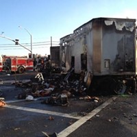Two Killed, UPS Big Rig Burned in Fiery Collision