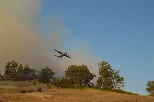 A plane helps battle the Eel Fire. - COURTESY OF MENDOCINO NATIONAL FOREST
