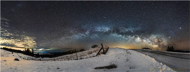 The Milky Way above a snowy landscape outside of Kneeland, California, early on the morning of Feb. 21, 2018. - DAVID WILSON