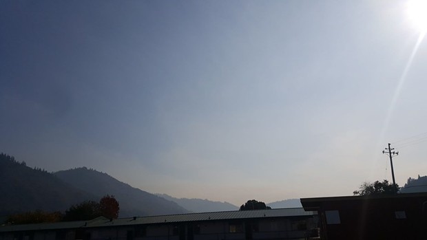 Smoke from the Signboard Fire over Hoopa earlier this week. - COURTESY OF WES CRAWFORD
