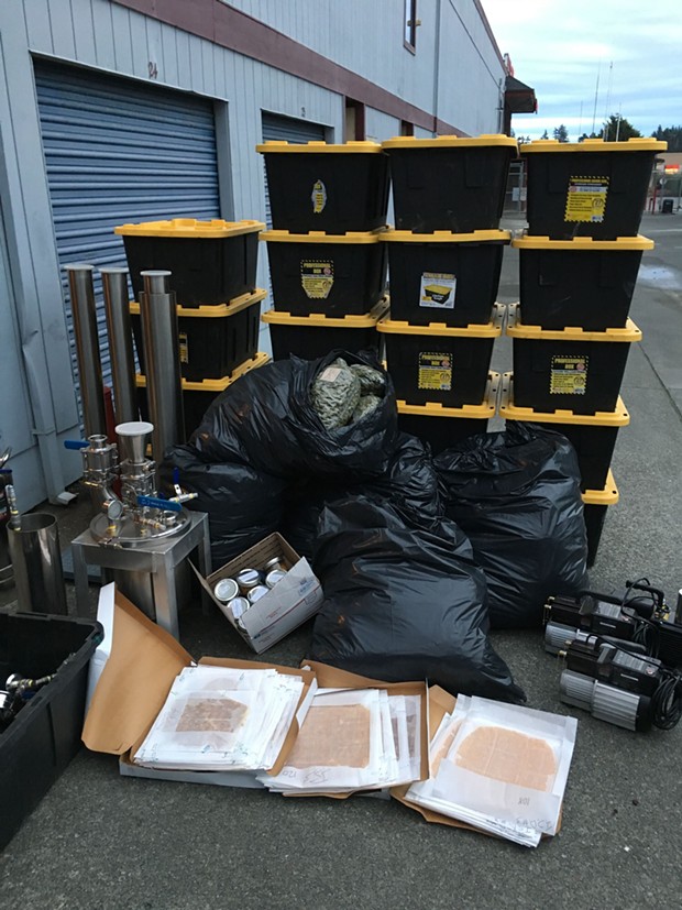 Components of a hash oil lab found in the storage unit. - HCSO