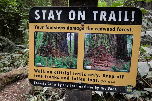 Stay on trail sign. - PHOTO BY MAX FORSTER