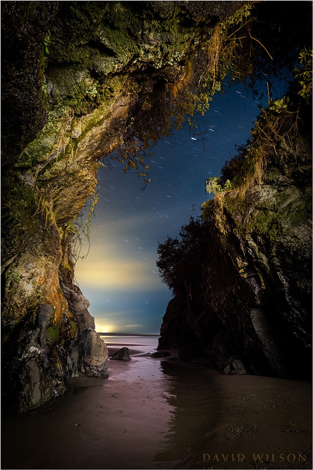 Mysteries of the night reveal themselves in the darkness like the secret caves of the mind — if one knows where to look, how to see… - This is a single exposure of a beach cave on the rugged coast of Humboldt County, California. April 9, 2019. - DAVID WILSON