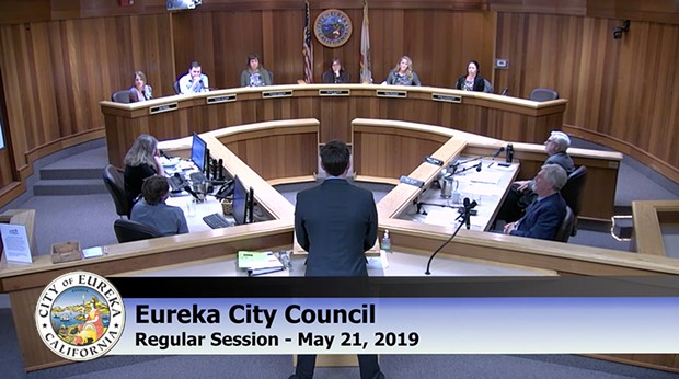 The Eureka City Council questions staff on May 21. - SCREENSHOT
