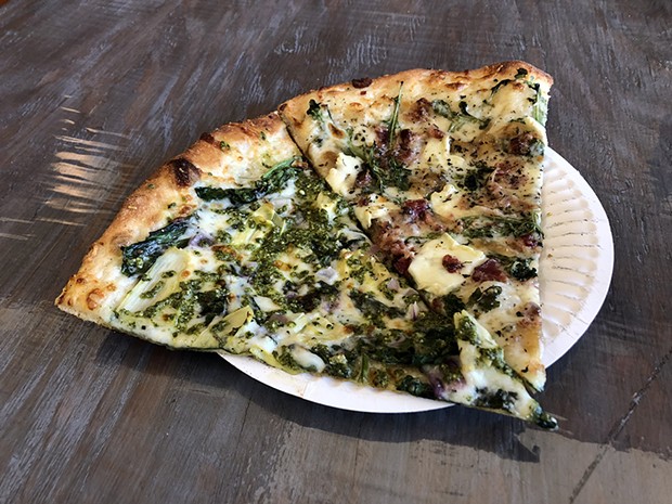 Pizza with pesto and brie in Trinidad. - PHOTO BY JENNIFER FUMIKO CAHILL