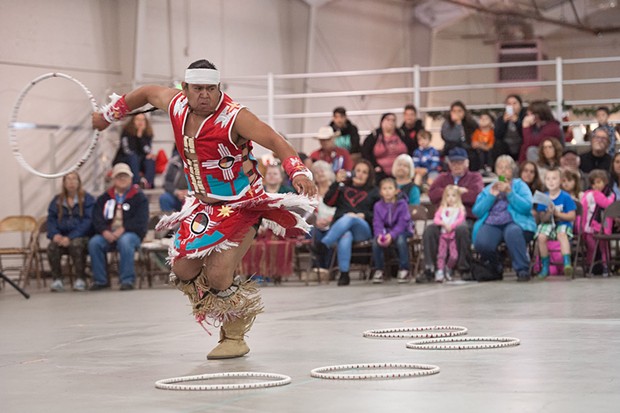 Andrew Romero of Pine Valley demonstrates the Hoop Dance at the 2017 Intertribal Gathering and Elders Dinner. - FILE