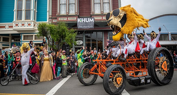 Participants in the Kinetic Grand Championship arrived at the finish line on Ferndale's Main Street. - PHOTO BY MARK LARSON