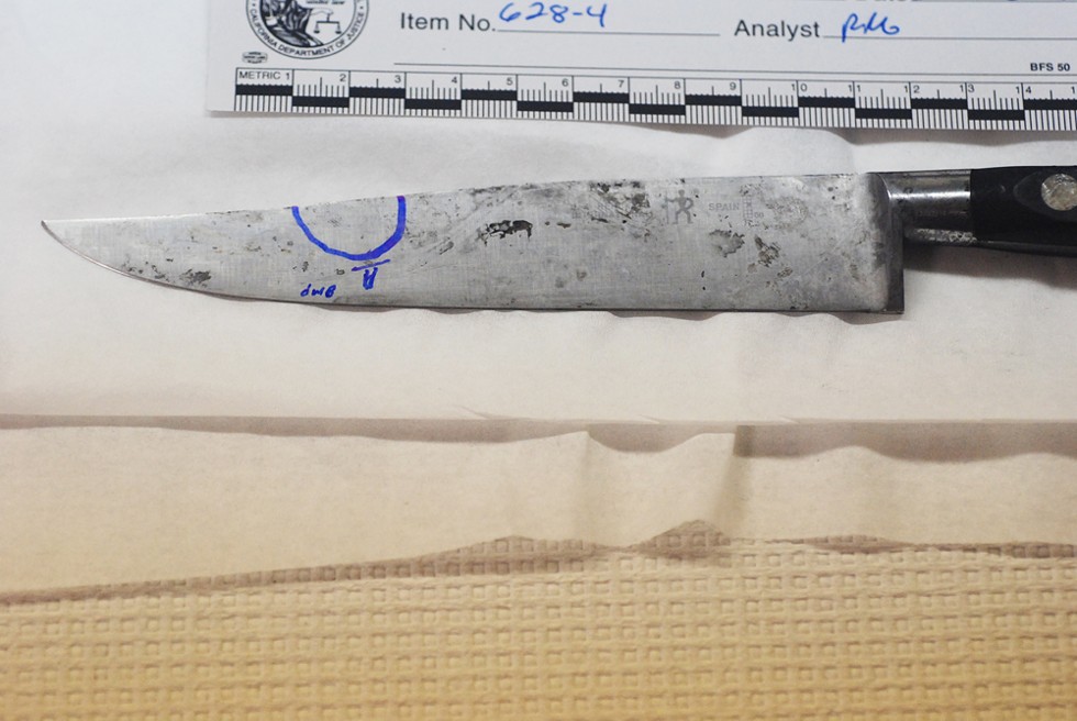 The knife that police found at the crime scene. - ARCATA POLICE DEPARTMENT