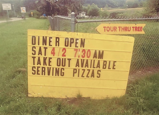 The sign in front of the Log Cabin Diner. - FACEBOOK