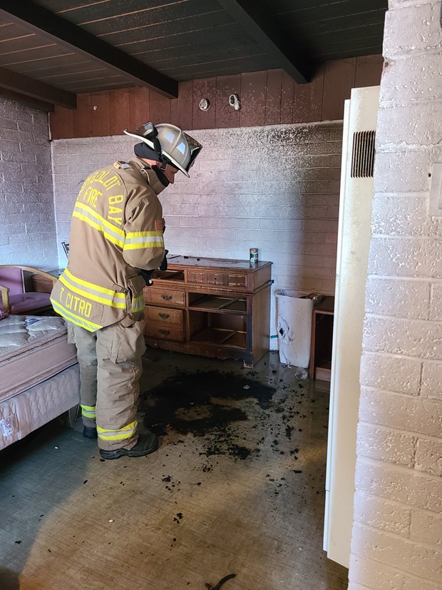 Damage at the room at the Flamingo Motel. - HUMBOLDT BAY FIRE