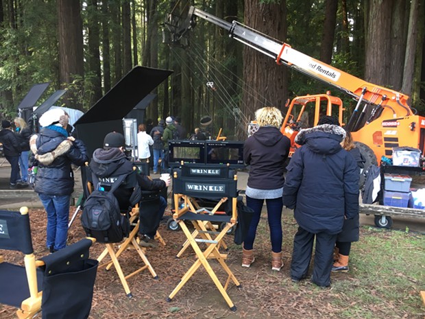 The crew of Ava DuVernay's 'A Wrinkle in Time' in Sequoia Park in 2016. - FILE