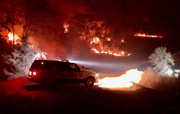 “This was last night just past the Eel River Work Center on FH7. Sad that the #AugustComplex fire is the largest in recorded history.” - MENDOCINO COUNTY SHERIFF’S DEPARTMENT]