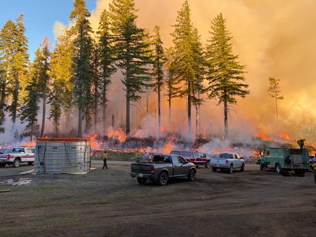 Crews fight the Red Salmon Complex Fire. - WESTER WATER TENDERS/FACEBOOK