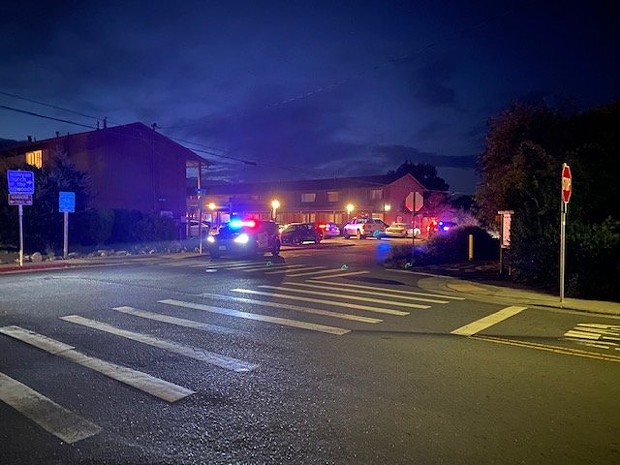 A number of law enforcement officers at the scene last night on School Road and Fischer Avenue in McKinleyville. - DEAN TROUTTE