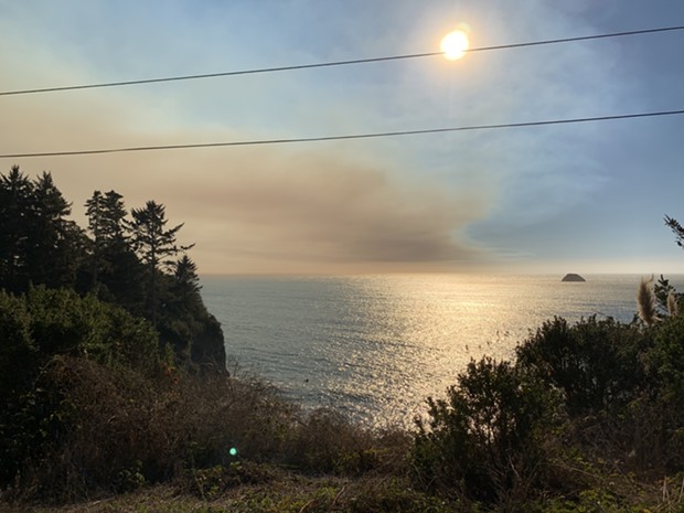A view of the smoke plume from Scenic Drive in Trinidad. - PHOTO COURTESY OF ALI WELLINGTON