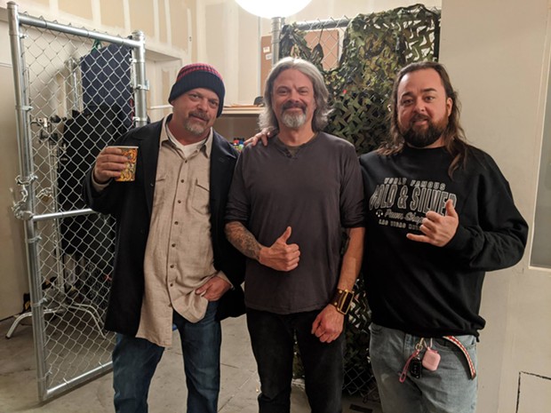 Navarro behind the scenes with Rick Harrison and Austin "Chumlee" Russell. - COURTESY OF WOLF NAVARRO