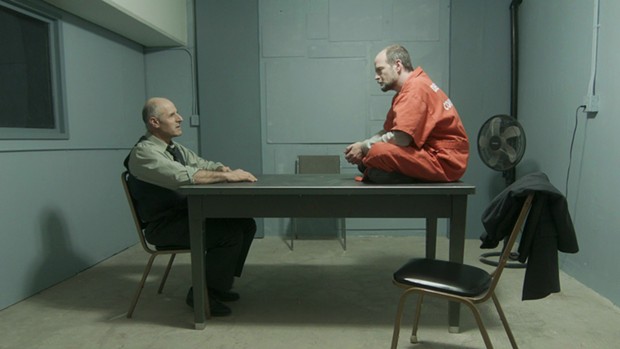 Gary C. Stillman as Det. Jared Lamb and Gavin Lyall as suspect Dean McCallum. - CONFESSION