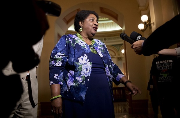 Assemblymember Shirley Weber gives a press conference in the capitol following the passage of her bill AB 392 which would limit the use of deadly force by police in California on July 8, 2019. - PHOTO BY ANNE WERNIKOFF FOR CALMATTERS