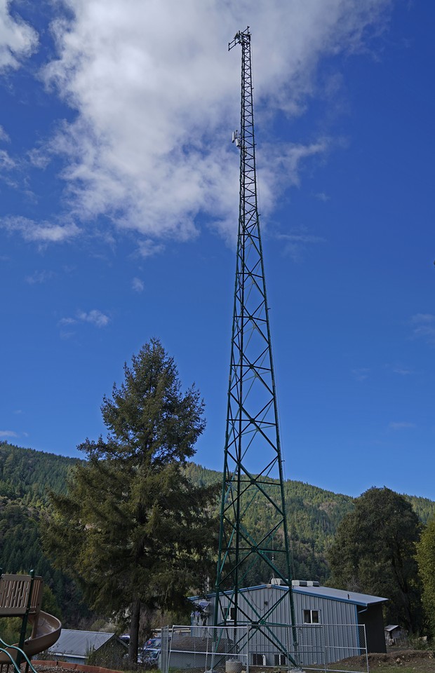 The newly completed 150-foot tower bringing high-speed internet to one of the most remote parts of the Yurok Reservation. - YUROK TRIBE