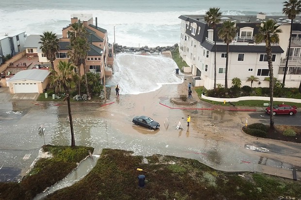 The aftermath of an ocean surge in Imperial Beach in March, 2020. Rising seas boost tides and imperil the city's coastline. - PHOTO VIA SCRIPPS INSTITUTION OF OCEANOGRAPHY, UC SAN DIEGO