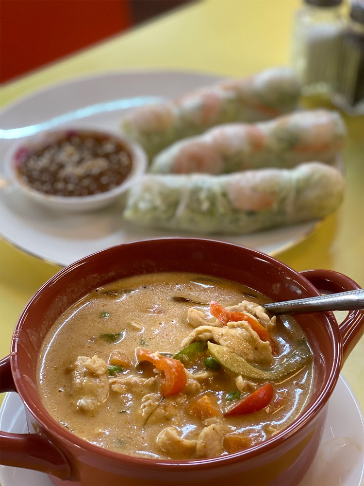 Spring rolls and curry at Lily's Thai. - ALLIE HOSTLER
