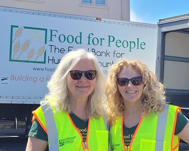 Retiring Food for People Executive Director Anne Holcomb and incoming Executive Director Carly Robbins. - SUBMITTED