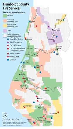 Source: Humboldt County Fire Chiefs’ Association Annual Report, 2022. Not all services shown. - MAP BY HOLLY HARVEY NORTH COAST JOURNAL