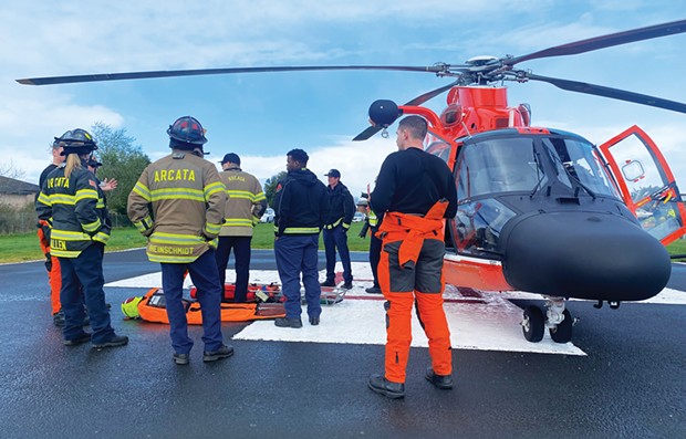 Arcata Fire District personnel at a training with the U.S. Coast Guard. - SUBMITTED