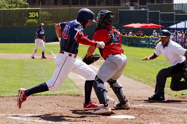 Jett Ruby scores on the Fourth of July to give Crabs lead. - PHOTO BY MATT FILAR