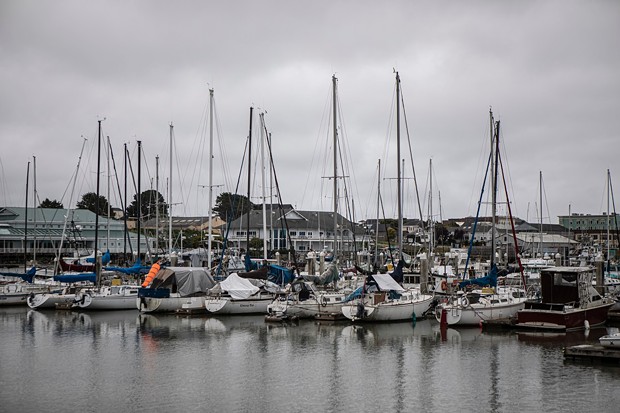 Fishing boats are docked in Humboldt Bay in Eureka. Ocean waters 20 miles off this coast have been leased to energy companies for offshore wind platforms. - PHOTO BY LARRY VALENZUELA, CALMATTERS/CATCHLIGHT LOCAL